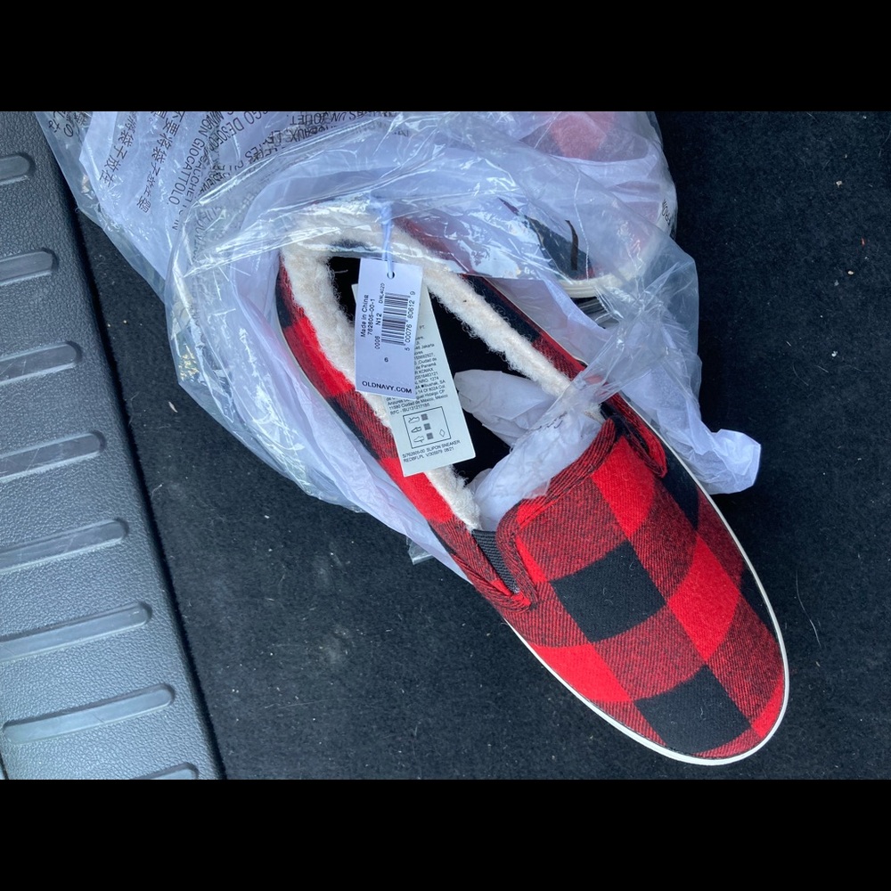 Old Navy's Sherpa-Lined Buffalo Plaid Slip-On Sneakers For Women
